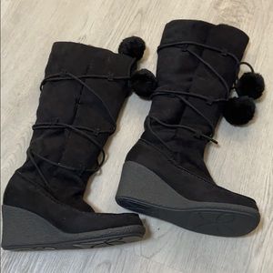 Marypaz Vegan Leather Suede Winter Wedge Boots